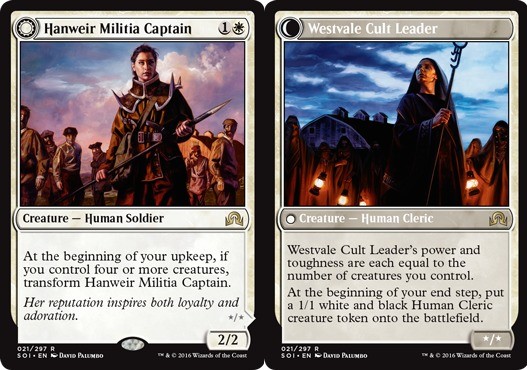 x1 Hanweir Militia Captain // Westvale Cult Leader R MTG Shadows over Innistrad