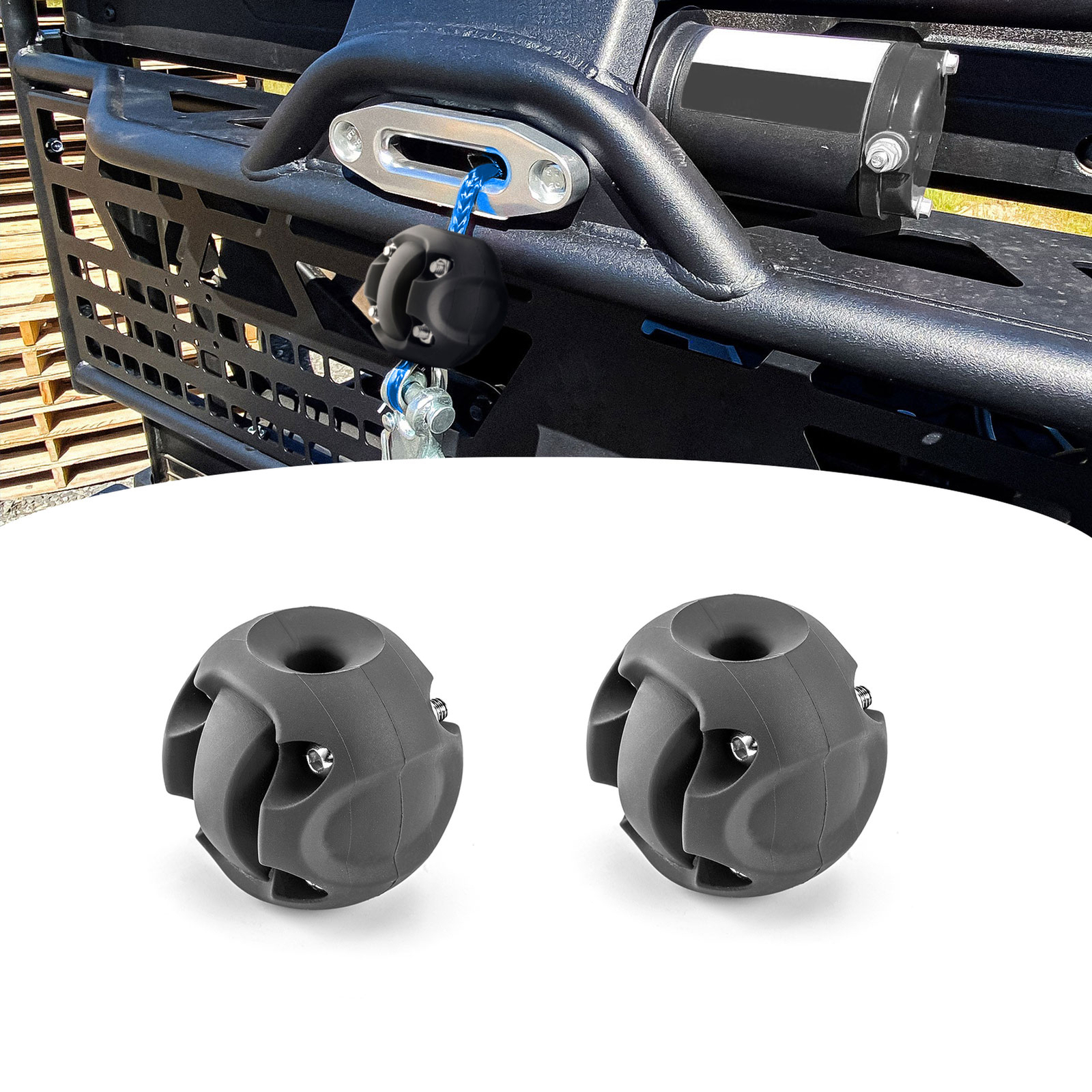 Pair Winch Synthetic Rope Split Cable Hook Stopper Rubber For ATV UTV SUV ORV