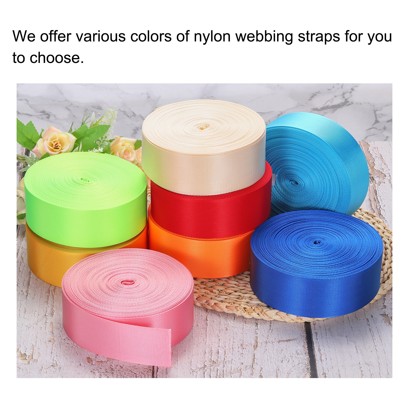 Flat Nylon Webbing Strap 2 Inch 5 Yards Brown for Backpack
