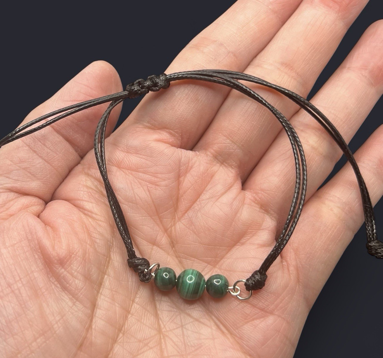 Malachite Genuine Authentic Stone Adjustable Bracelet