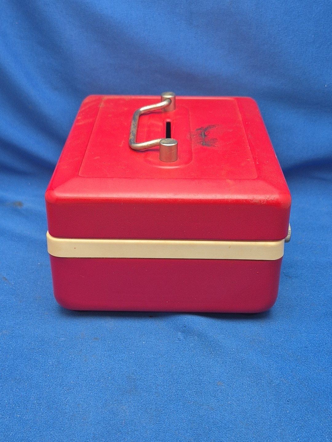 Cash Box Red Metal Locking No Key No Tray