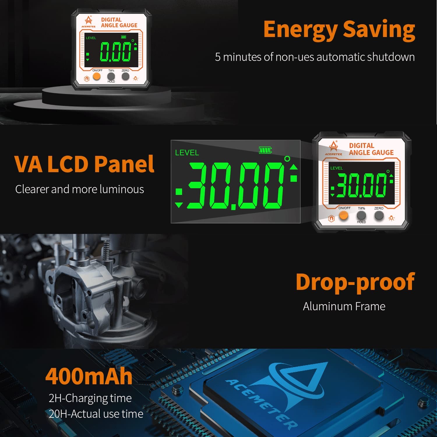 Digital Angle Finder with Electronic Laser，3-in-1 Angle Finder-Electronic Lev...