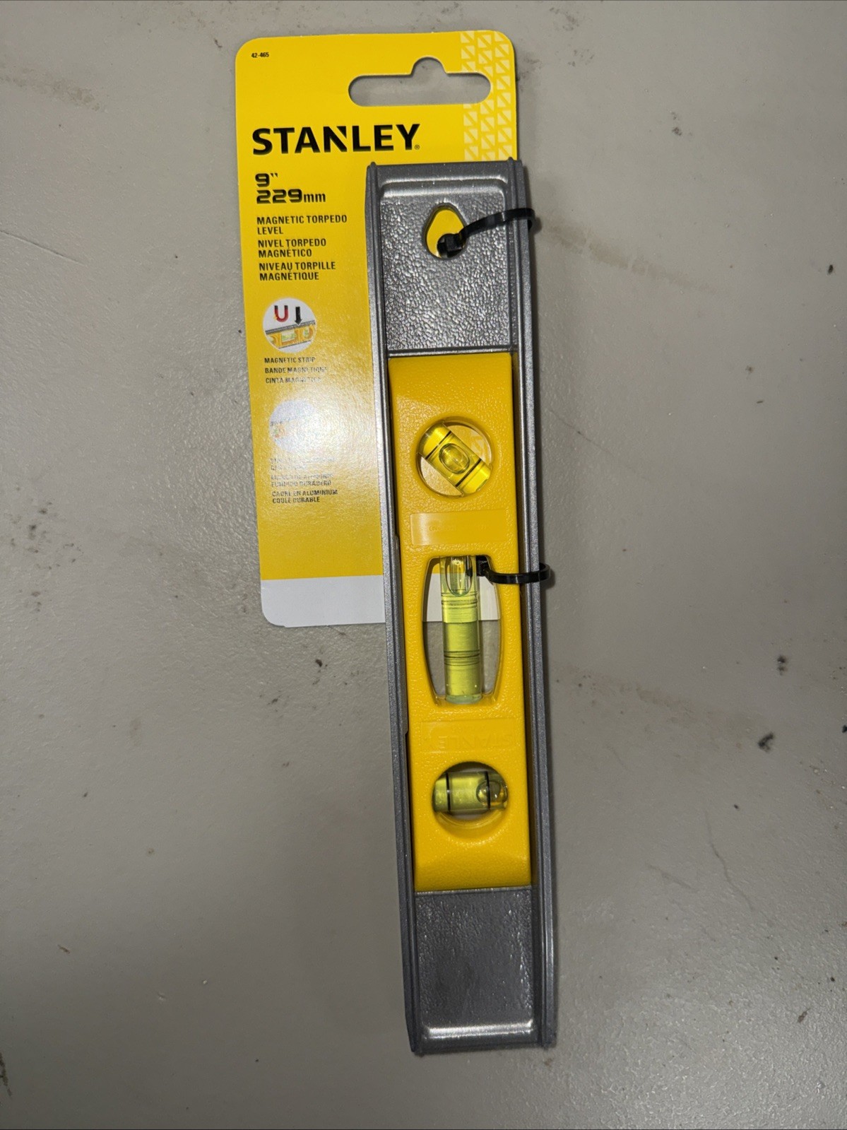 Stanley 42-465 Magnetic 9" Aluminum Torpedo Level w/ 0, 90, and 45 Degree Vials