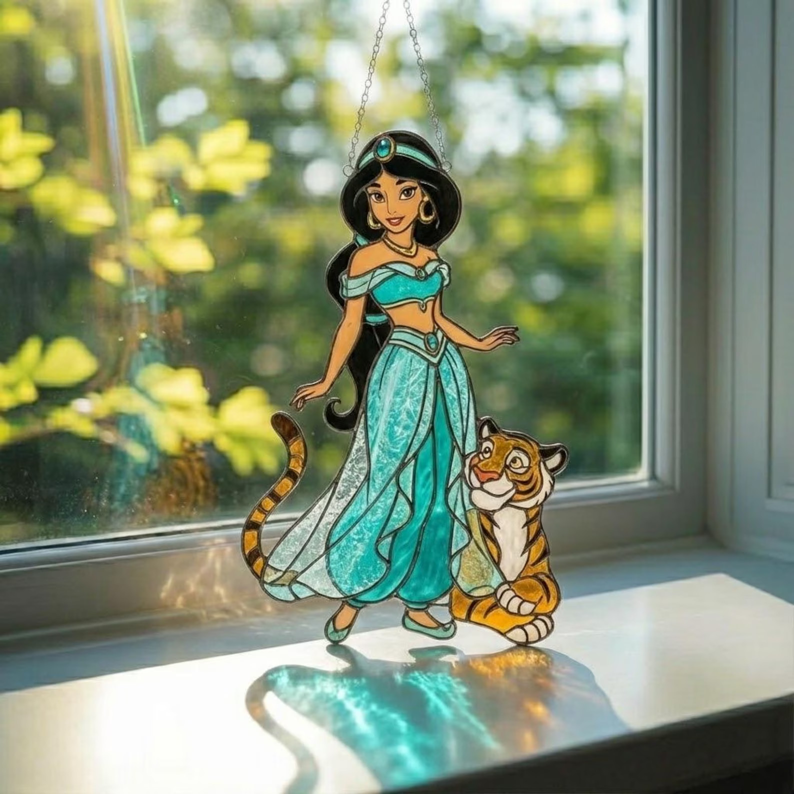 Personalized Princess Jasmine Window Acrylic Suncatcher, Gift for Decor Window
