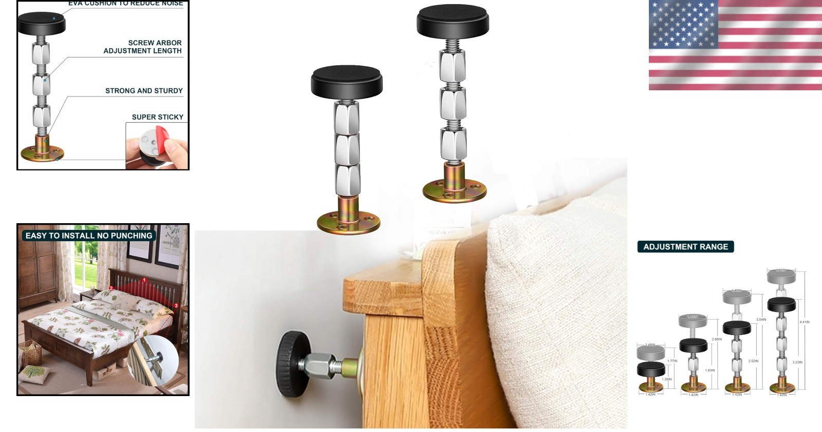 Versatile Adjustable Threaded Bed Anti-Shake Tool - Compatible with All Sizes