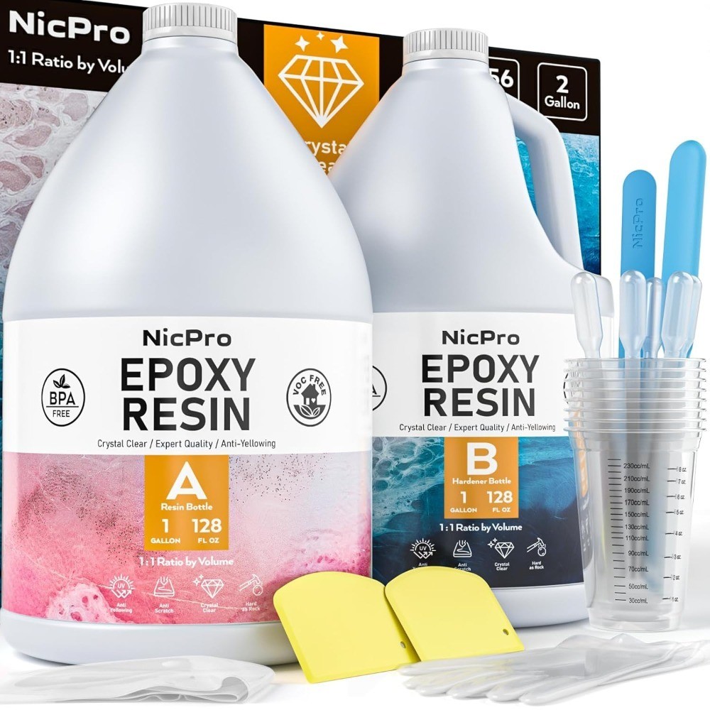 High Gloss 2 Gallon Crystal Clear Epoxy Resin Kit for Art Coating Casting DIY