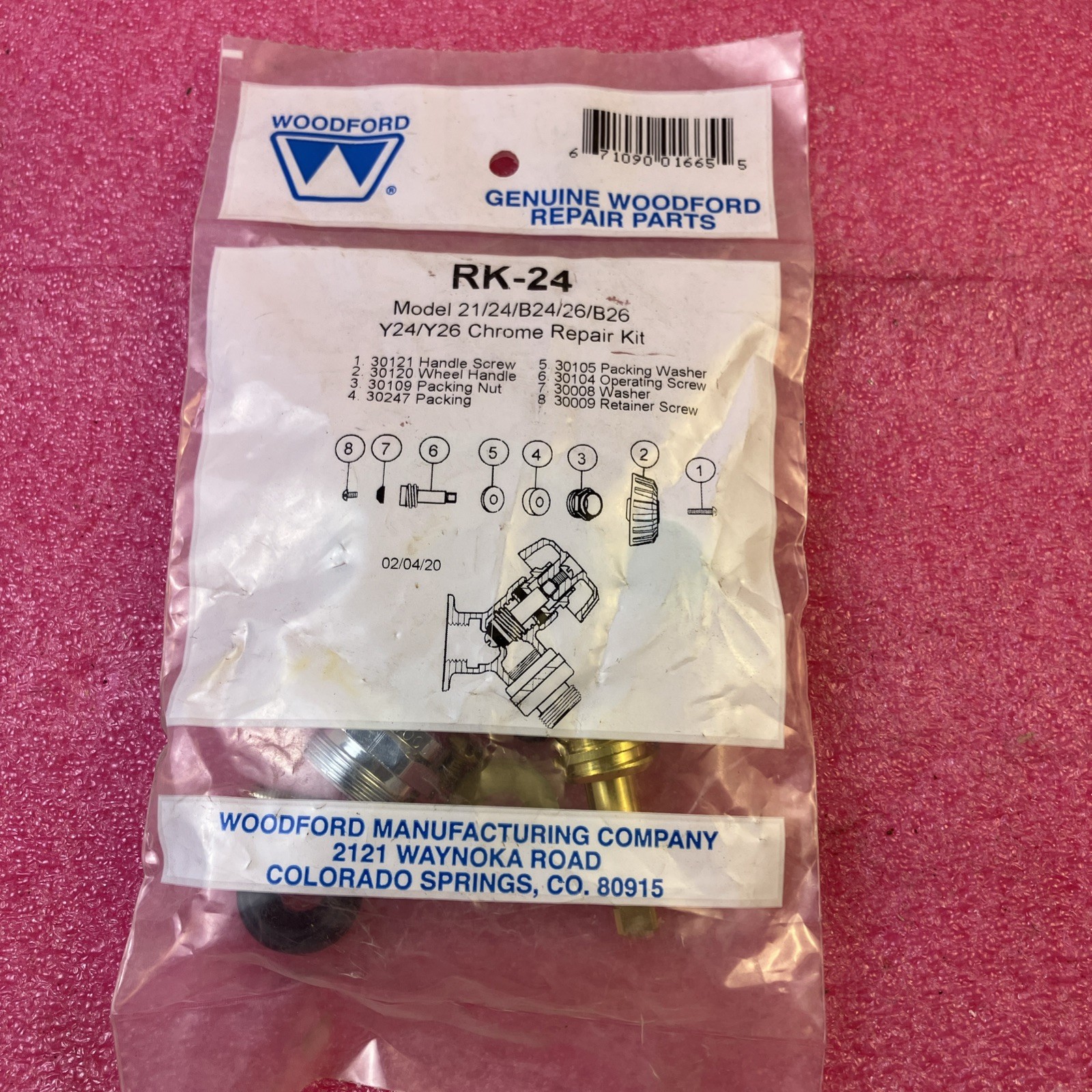 Woodford RK-24 Faucet Repair Kit Model 21, 24, 26, B24, B26, Y24, Y26