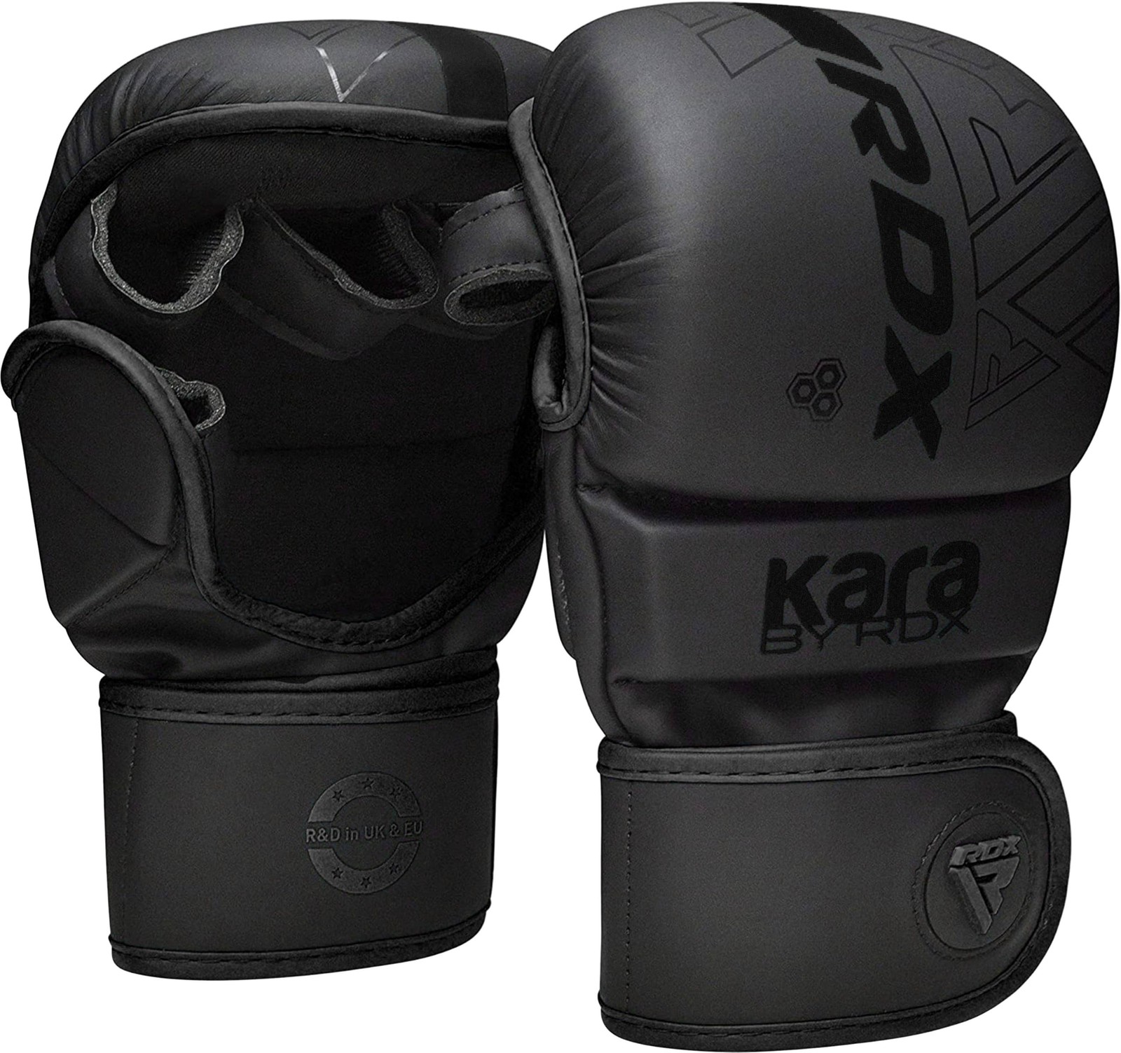 RDX MMA Gloves Sparring Grappling, Hybrid Open Palm Small-Medium, Black