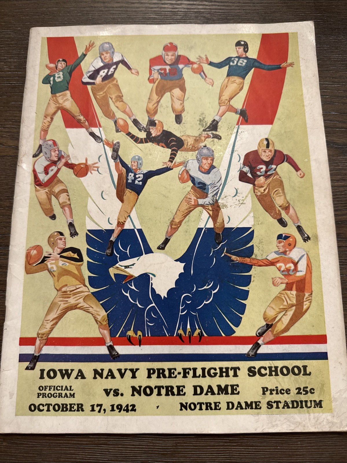 1942 Notre Dame Fighting Irish Football Program WWII Iowa Navy Pre-Flight School