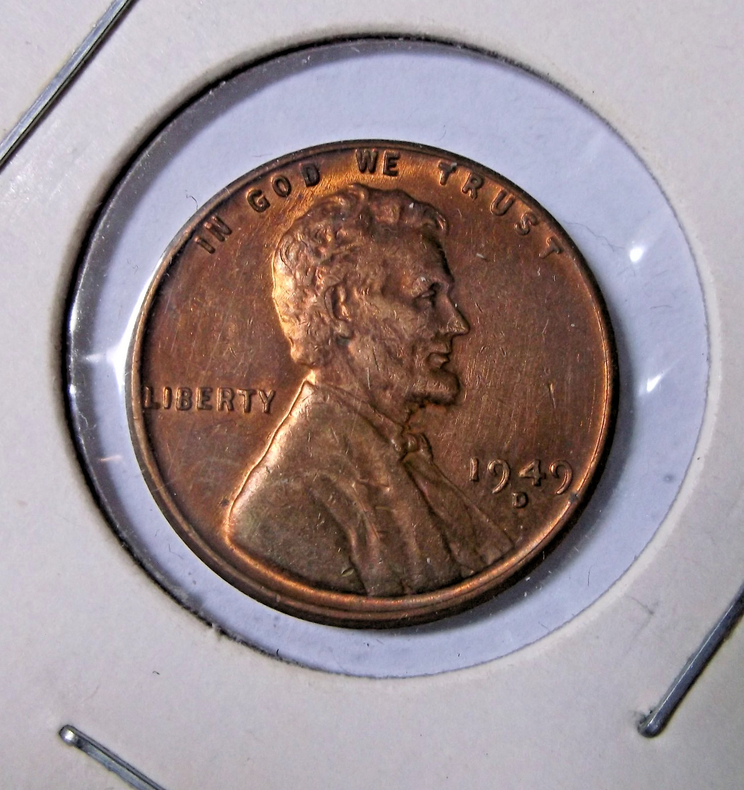1949 D Lincoln Cent Error O/C