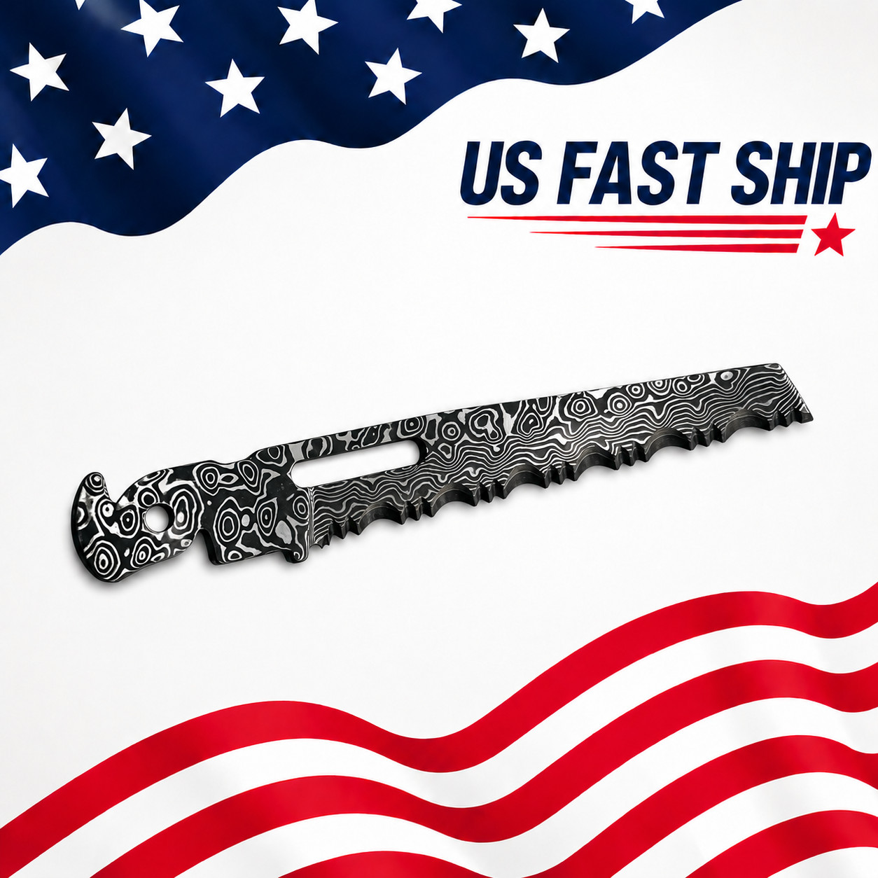Custom VG10 Damascus (Serrated)Blade for Leatherman FREE P2/P4/ARC – CNC, 60HRC