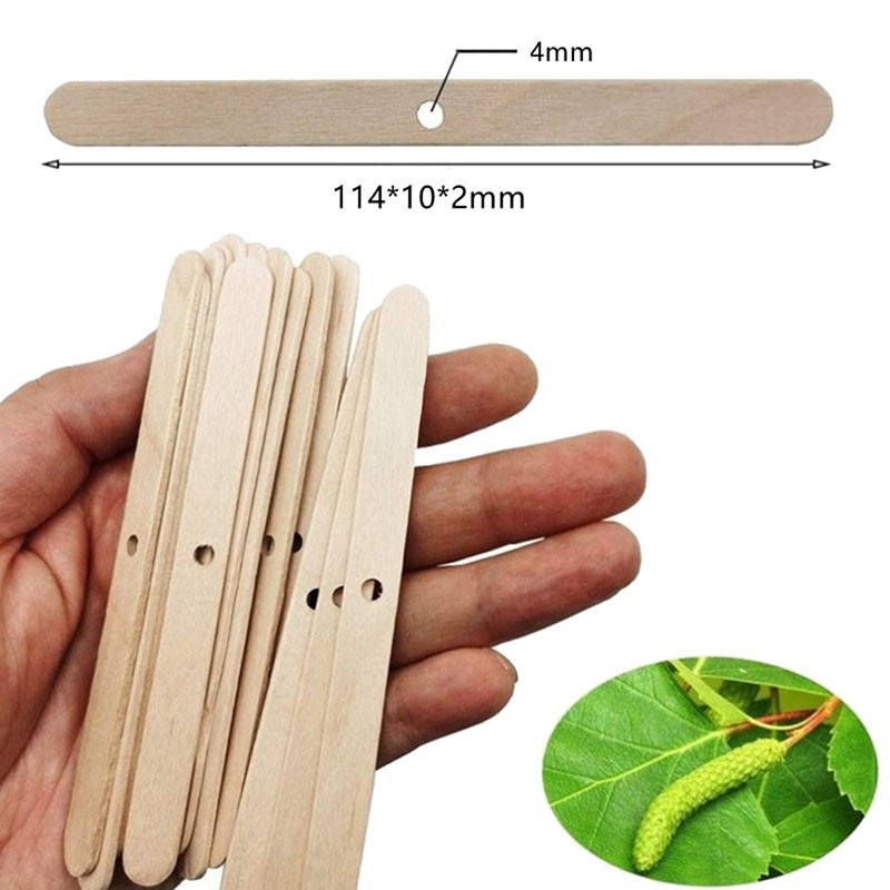 50PCS Wooden Candle Wick Holders Candles Bars Holders for Candle Making