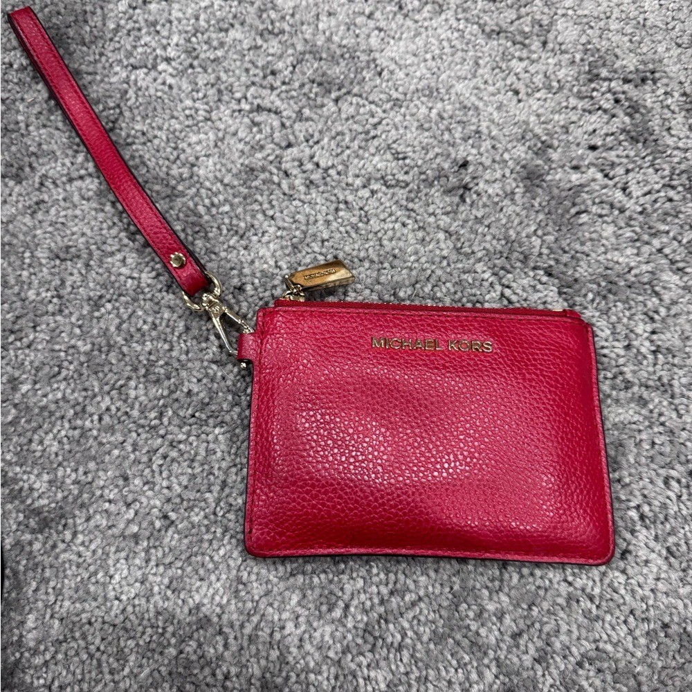 Michael Kors Red Wristlet with Gold Accents