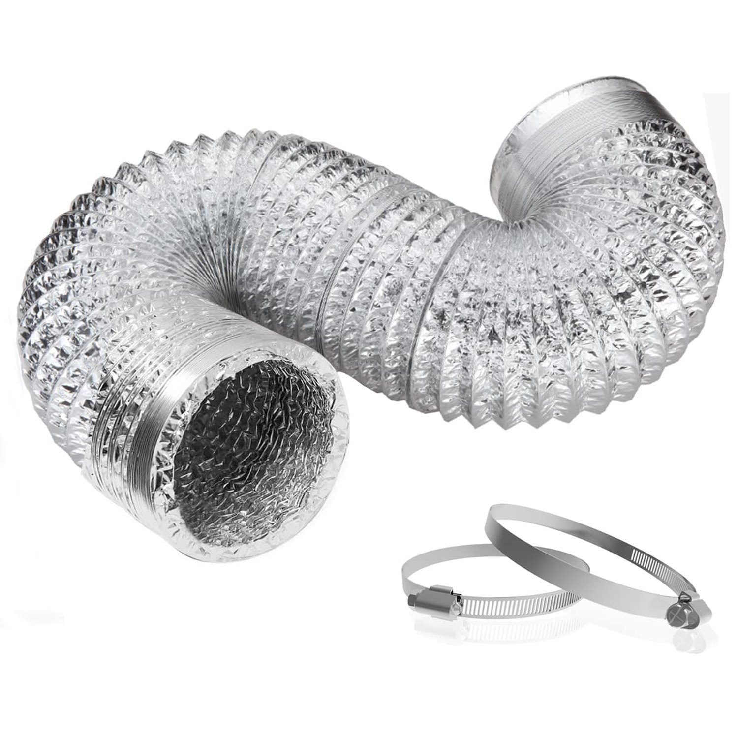 4 Inch 5 Feet Dryer Vent Hose Short,Flexible Air Ducting,Heavy Duty Aluminum ...