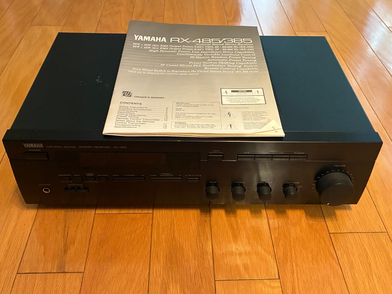 Yamaha RX-385 Natural Sound Stereo Receiver AM/FM Tuner Phono AUX TESTED WORKS!!