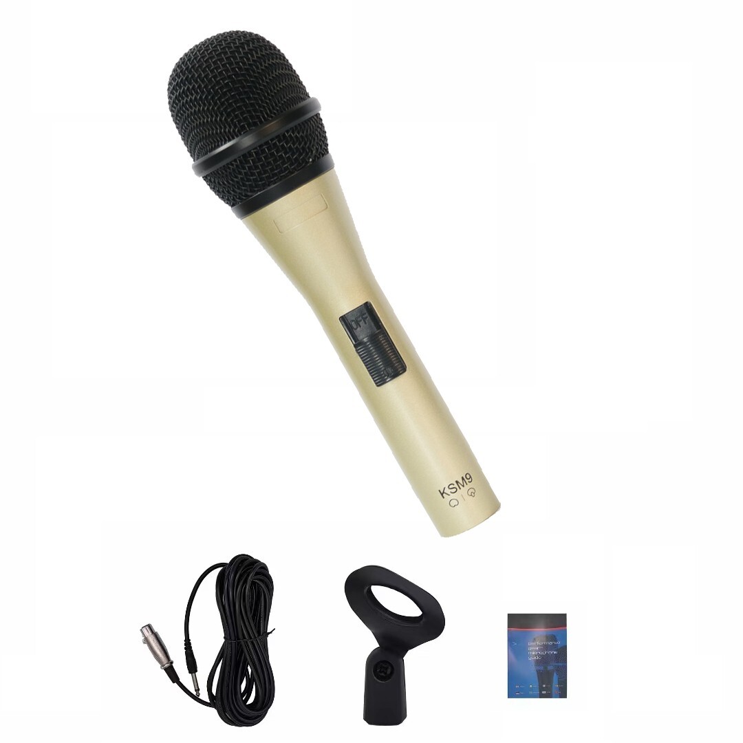 Metal KSM9 Cardioid Handheld Microphone Dynamic Mic Gold Black Color