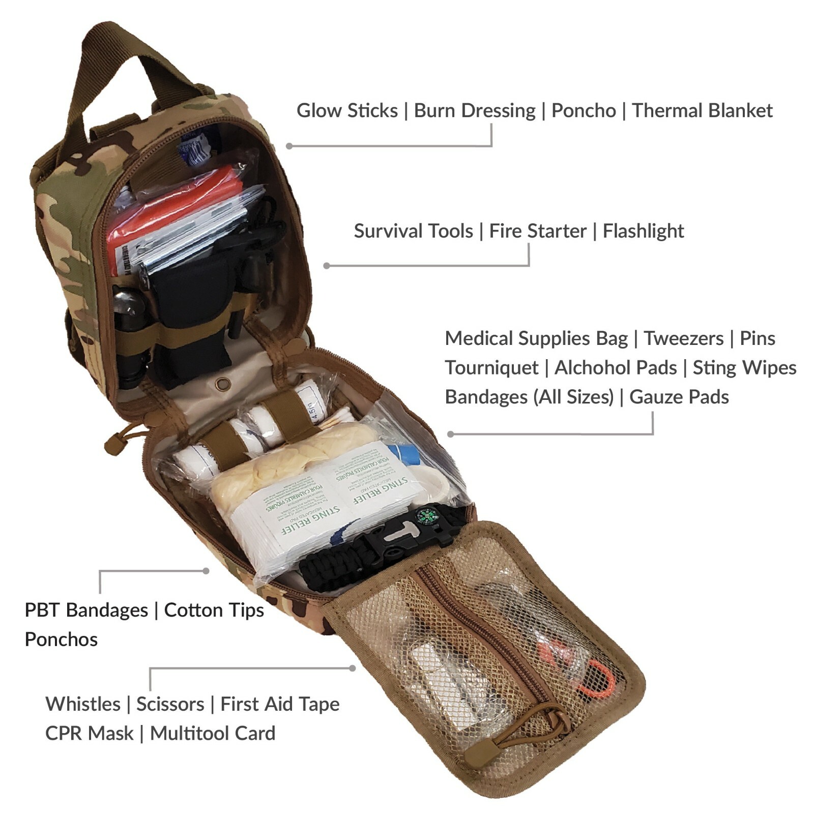 Premium 250 Piece Molle Survival & First Aid Kit