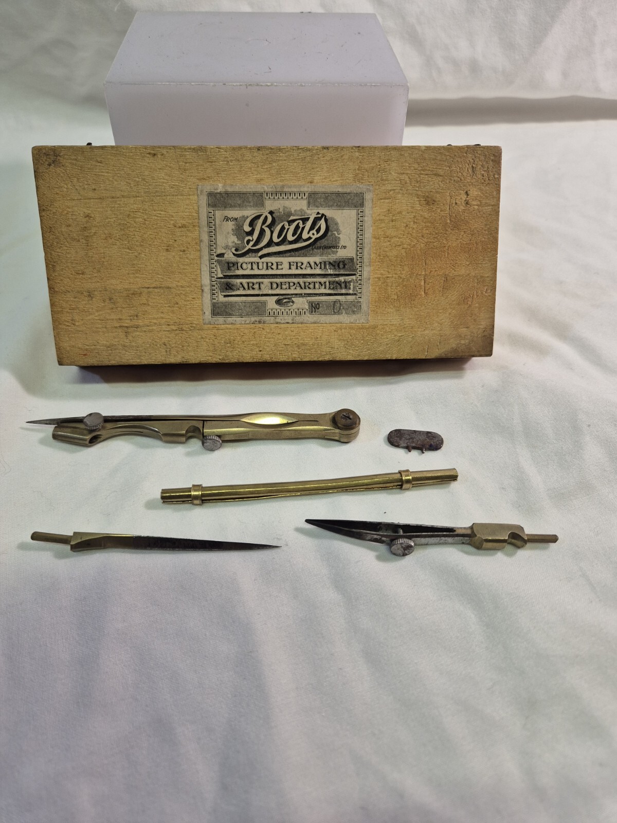 Scarce Vintage Boots Drawing Set In Box .