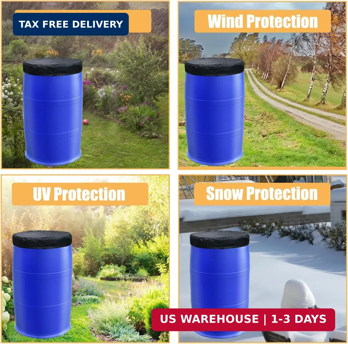55 Gallon Drum Cover,Stretchable Adjustable Drum Cover with Drawstring Water Sto