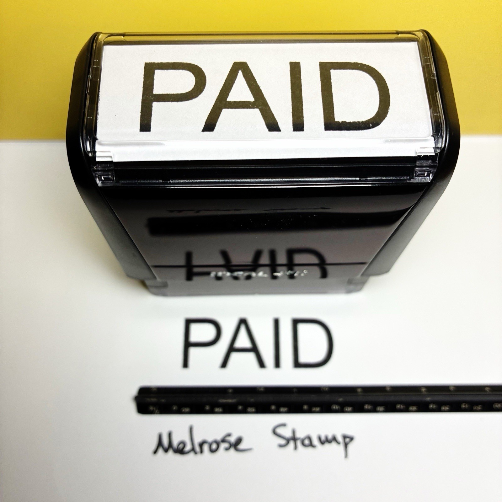 Paid Rubber Stamp Black Ink Self Inking Ideal 4913