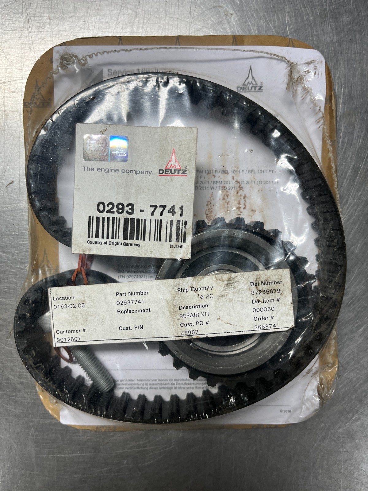 0293-7741  Genuine OEM  DEUTZ   Pulley Timing BELT REPAIR KIT   02937741