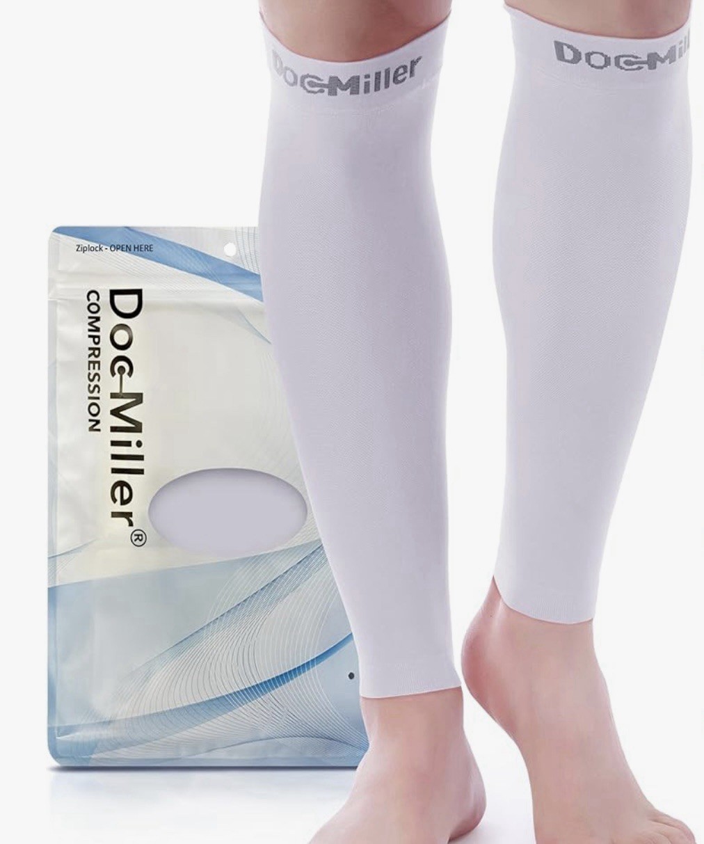 Doc Miller Calf Compression Sleeve 15-20mmHg, 1 Pair Small, Gray