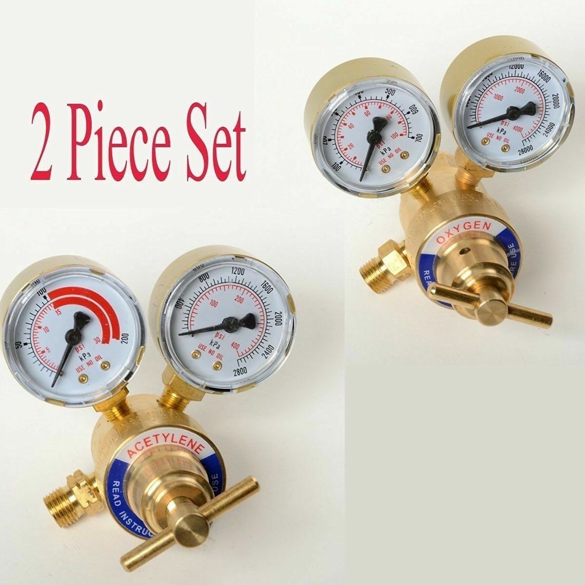 2PC Set Acetylene And Oxygen Regulators Dual Gauge Portable Size