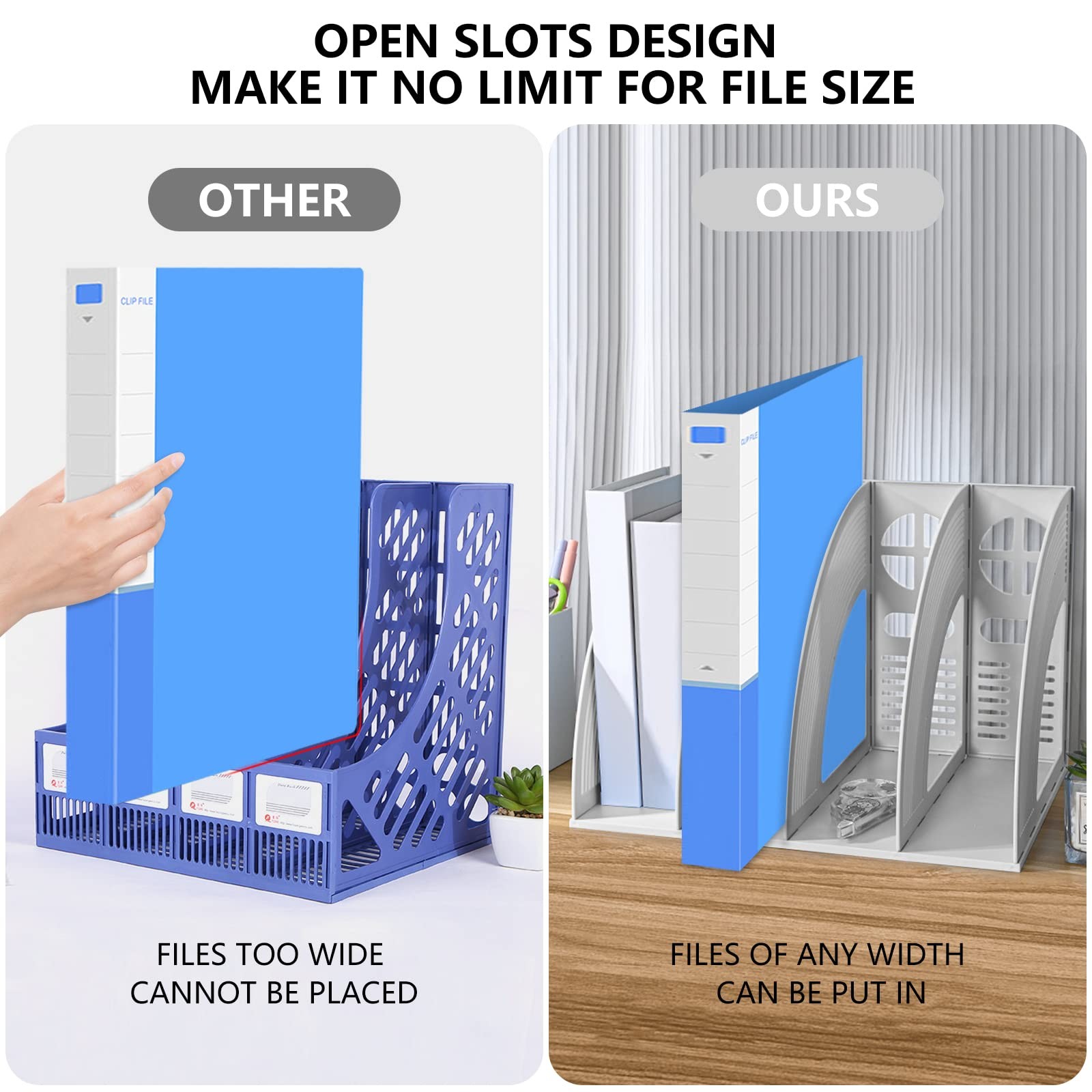 Plastic Arch File Organizer for A4 Documents, Office Desktop Storage, 4 Compa...