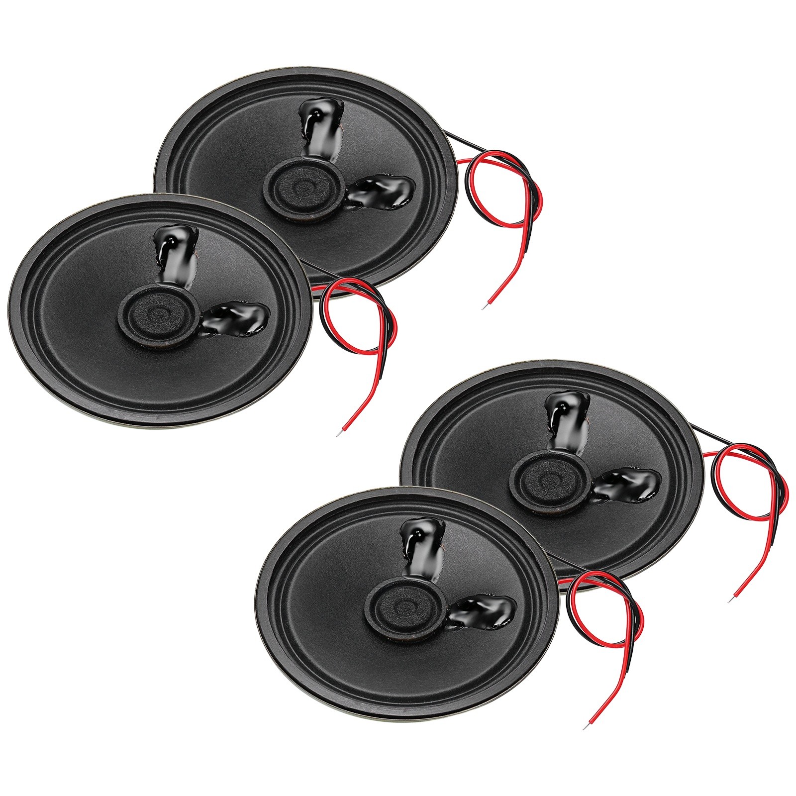 4 Pcs 0.5W 8 Ohm Small Speakers Metal Round Speaker with Wires, 57x12mm Black