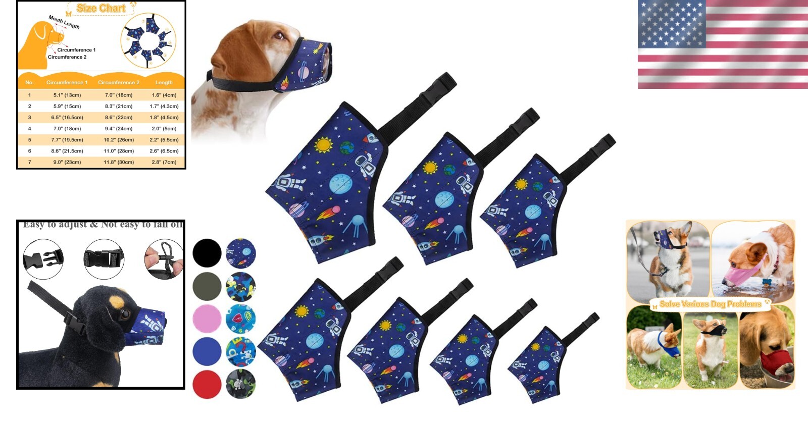 Ultimate Soft Dog Muzzle for Safety: 7-Piece Set for Small, Medium, Large Breeds
