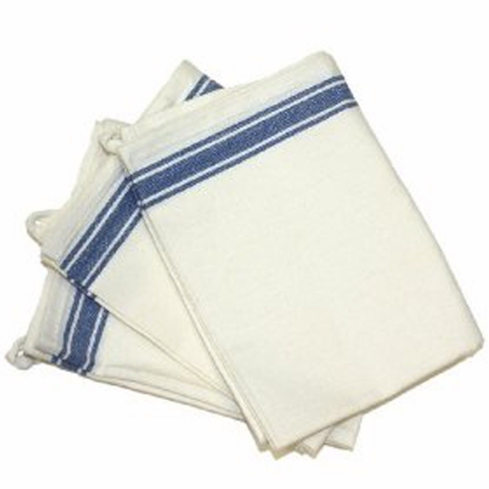 3 - Aunt Martha's Kitchen Dish Tea Towels - Blue  Stripes  Tea Towels -NEW