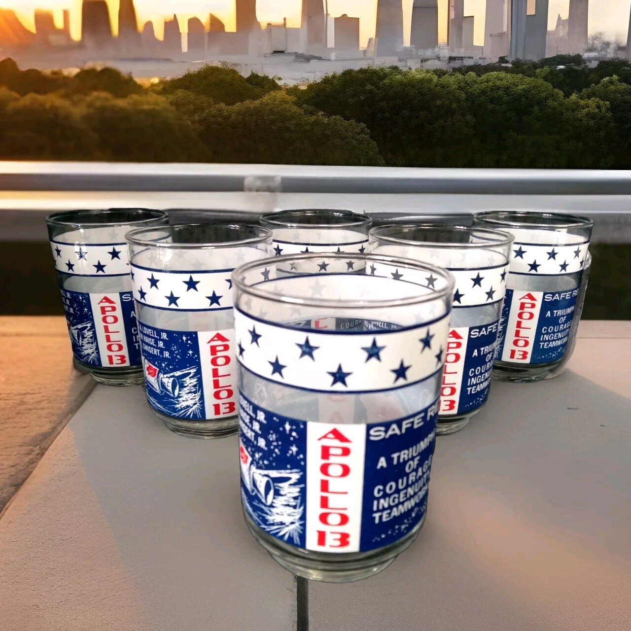 Libby Apollo 13 Glasses Tumblers 11 Oz 4" H Set of 6