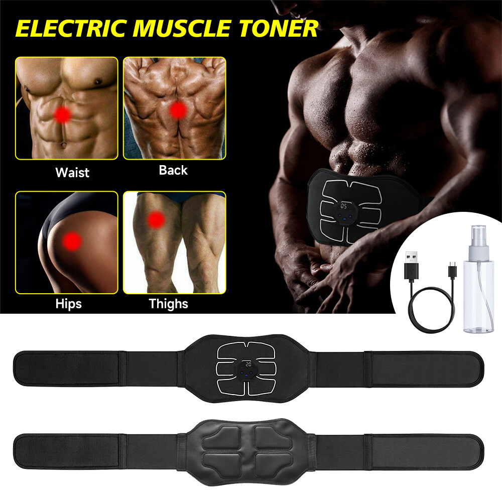 Rechargeable EMS Abdominal Muscle Toning Trainer ABS Stimulator Toner Belt