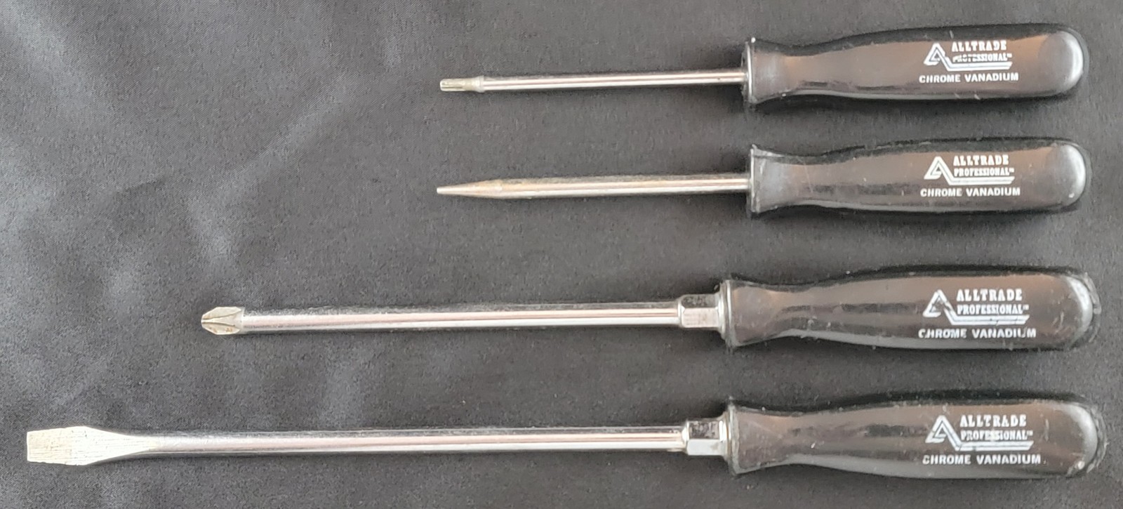 Alltrade Professional Screwdrivers Black Handle Slotted, Phillips, Awl etc Lot