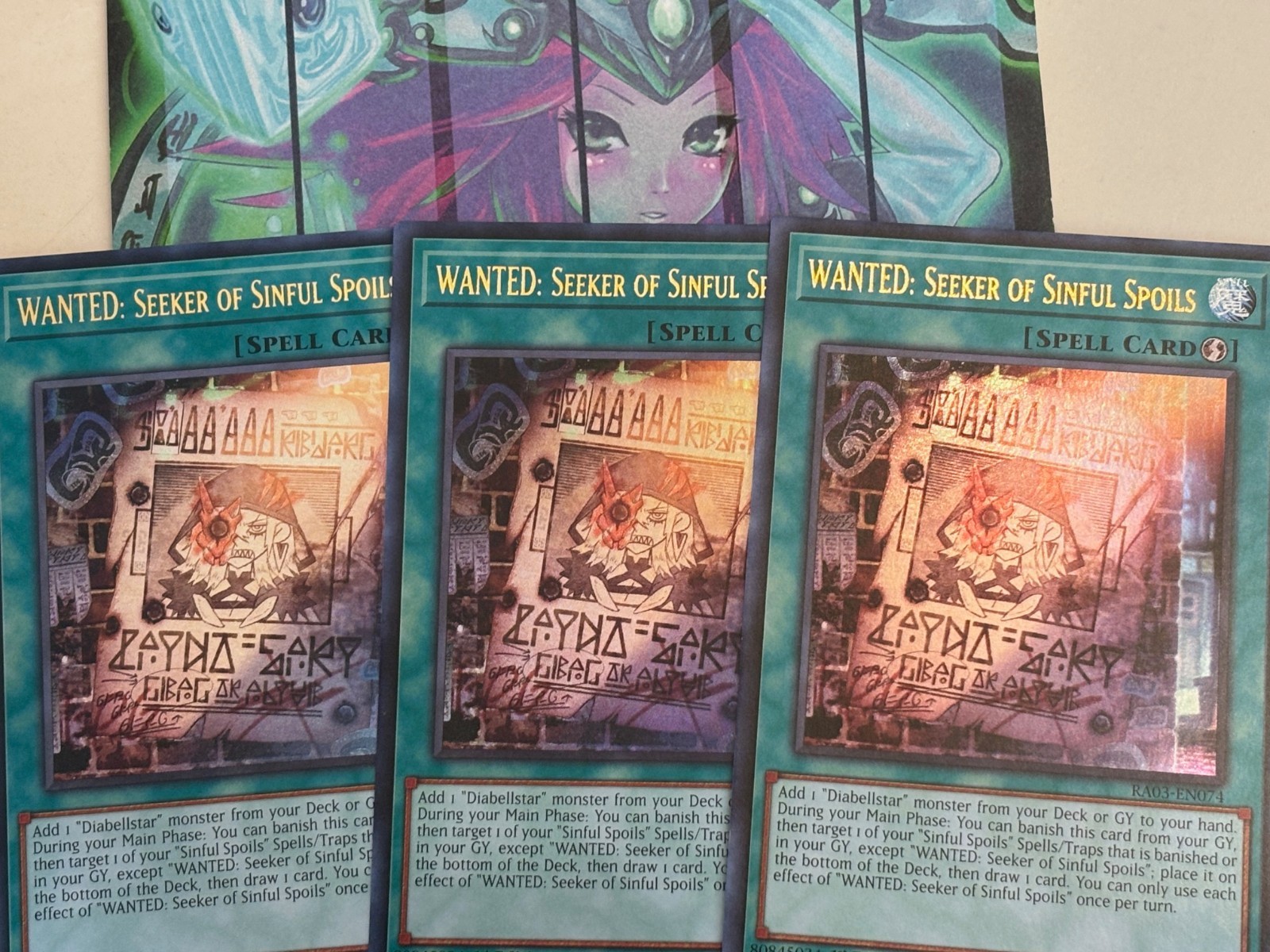 Yugioh 3x WANTED: Seeker of Sinful Spoils Ultra Rare UR RA03-EN074 1st Ed NM