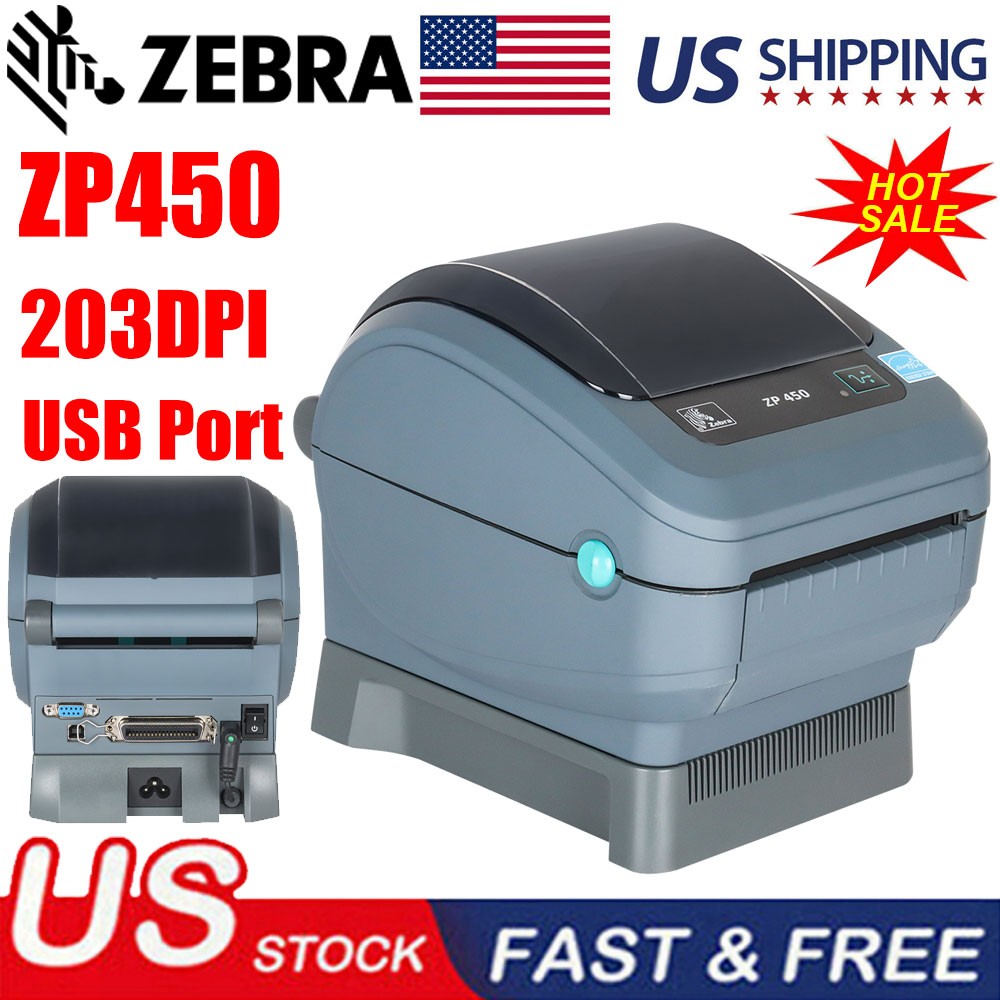 Zebra ZP450 203DPI USB Desktop Direct Thermal Shipping Label Printer USA Stock