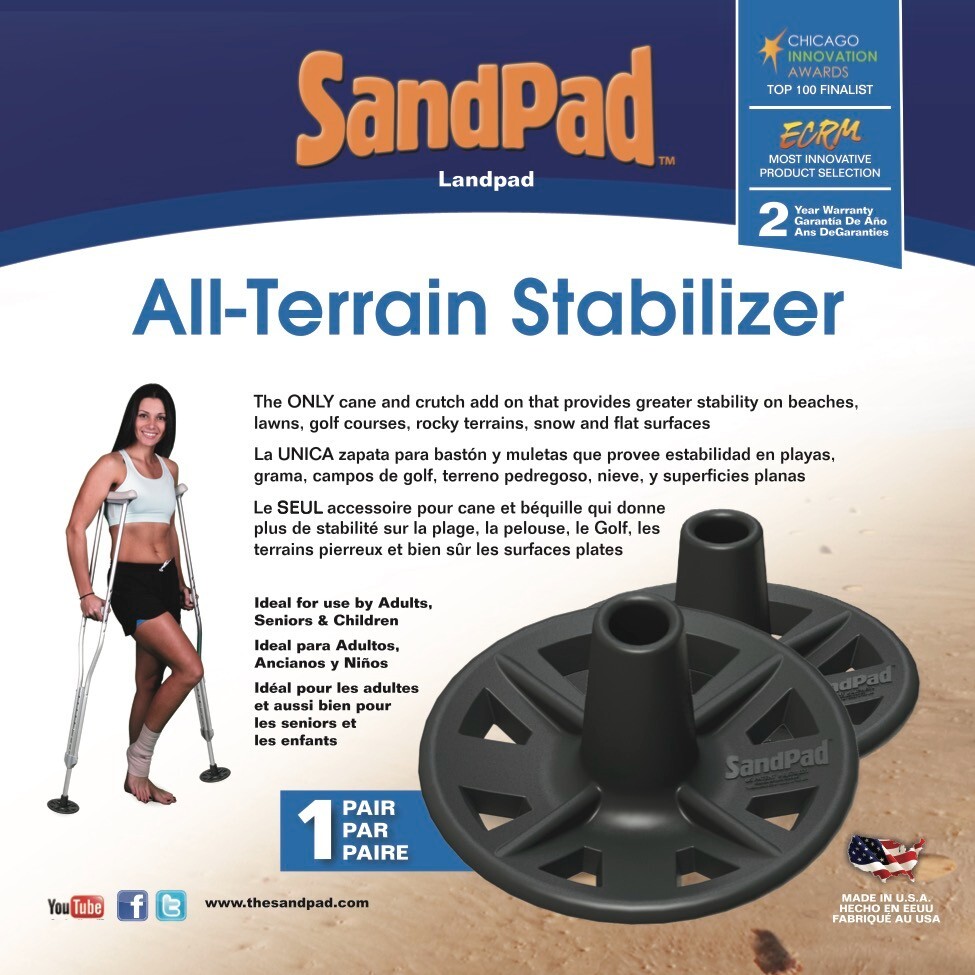 SandPad LandPad All Terrain Stabilizer Crutch Tips (Paired Pack)