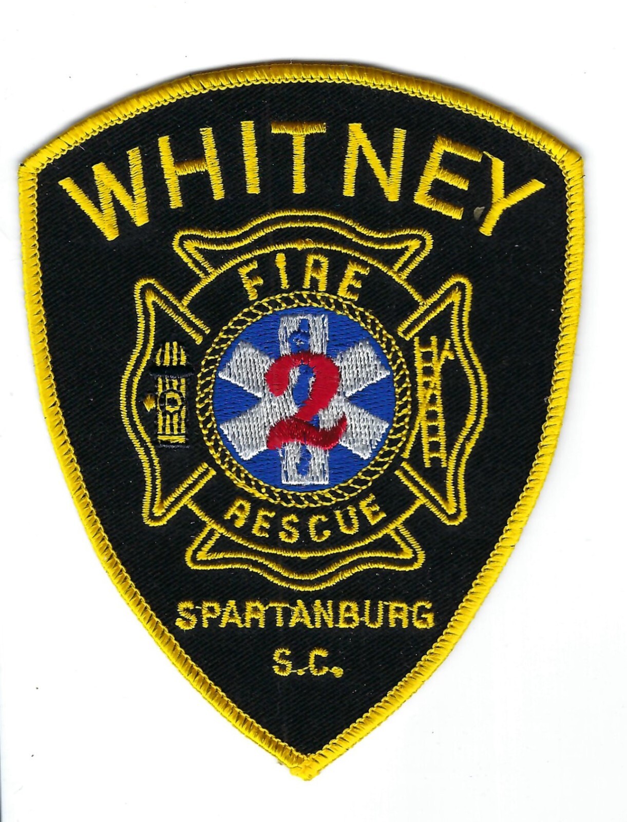Whitney Fire Rescue 2 in Spartanburg SC South Carolina patch - NEW! Clothback