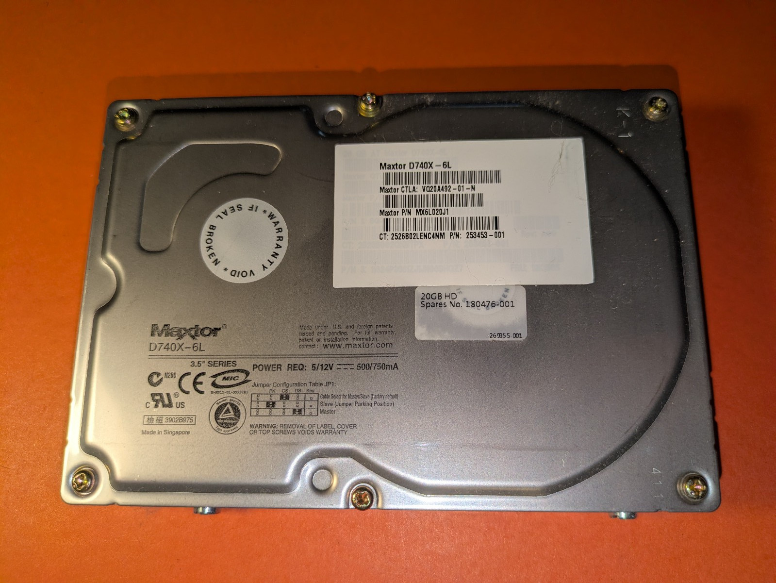 Vintage Maxtor D740X-6L 6L020J1 20GB IDE Hard Drive - Tested & Works