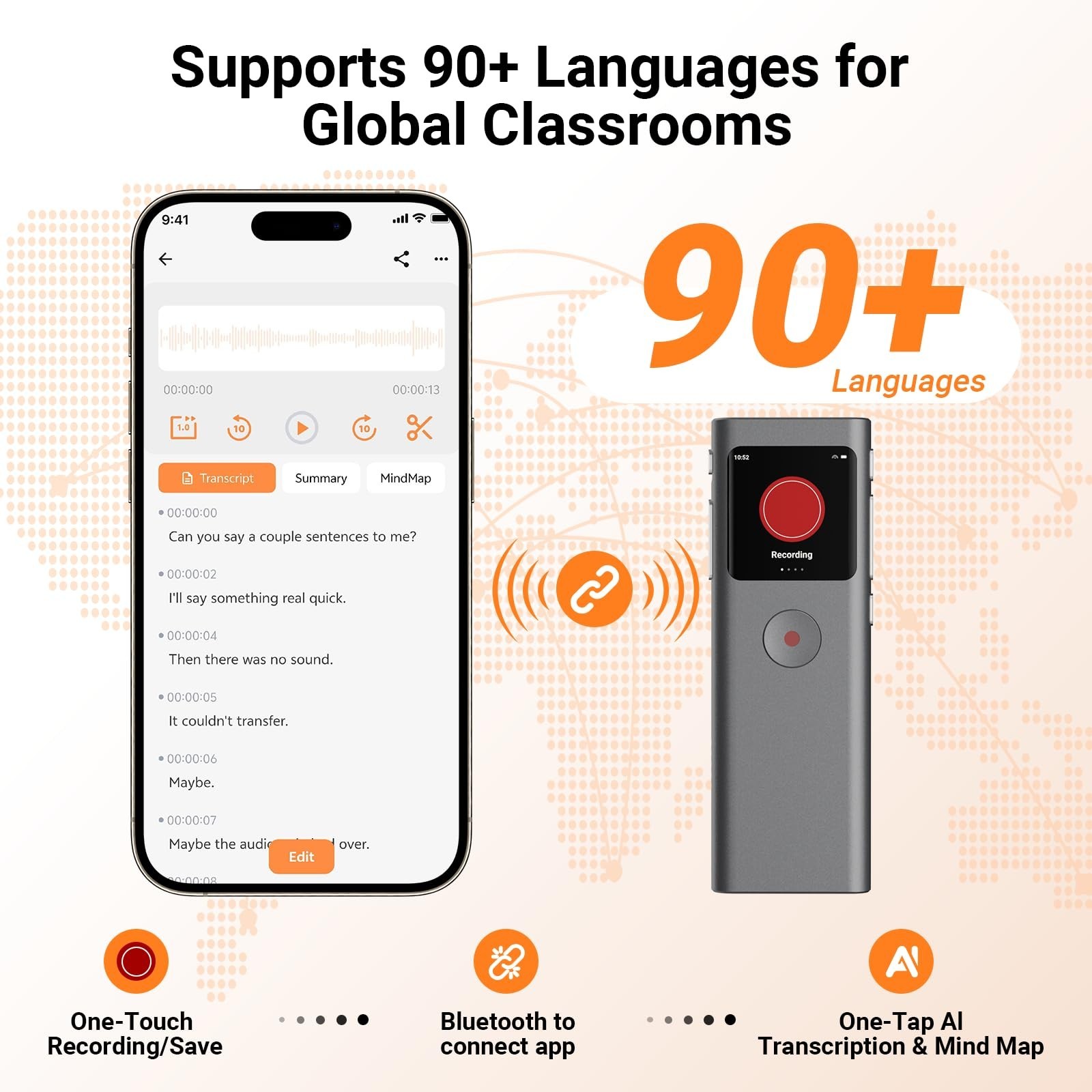 AI Digital Voice Recorder with Transcribe & Summarize, AI Note Taker for Meet...