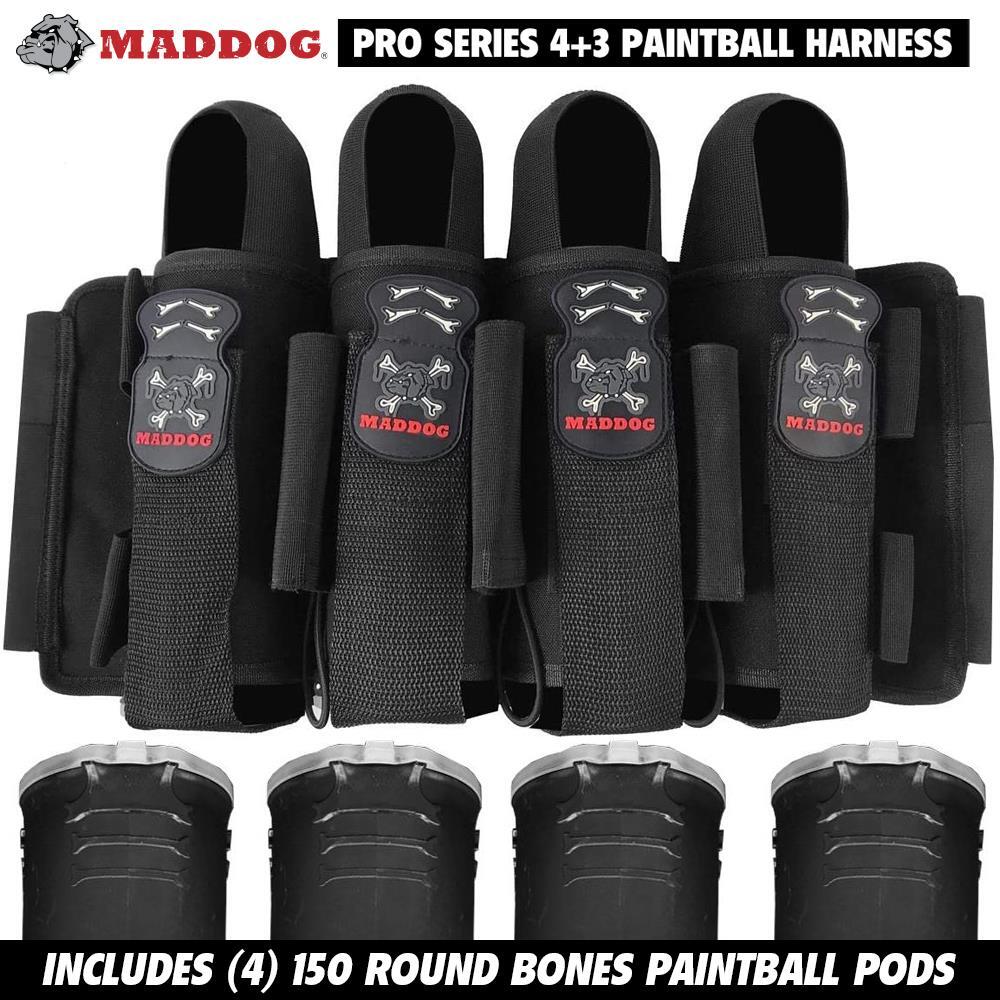 Maddog Pro 4+3 Paintball Harness Pod Pack With (4) Paintball Pods