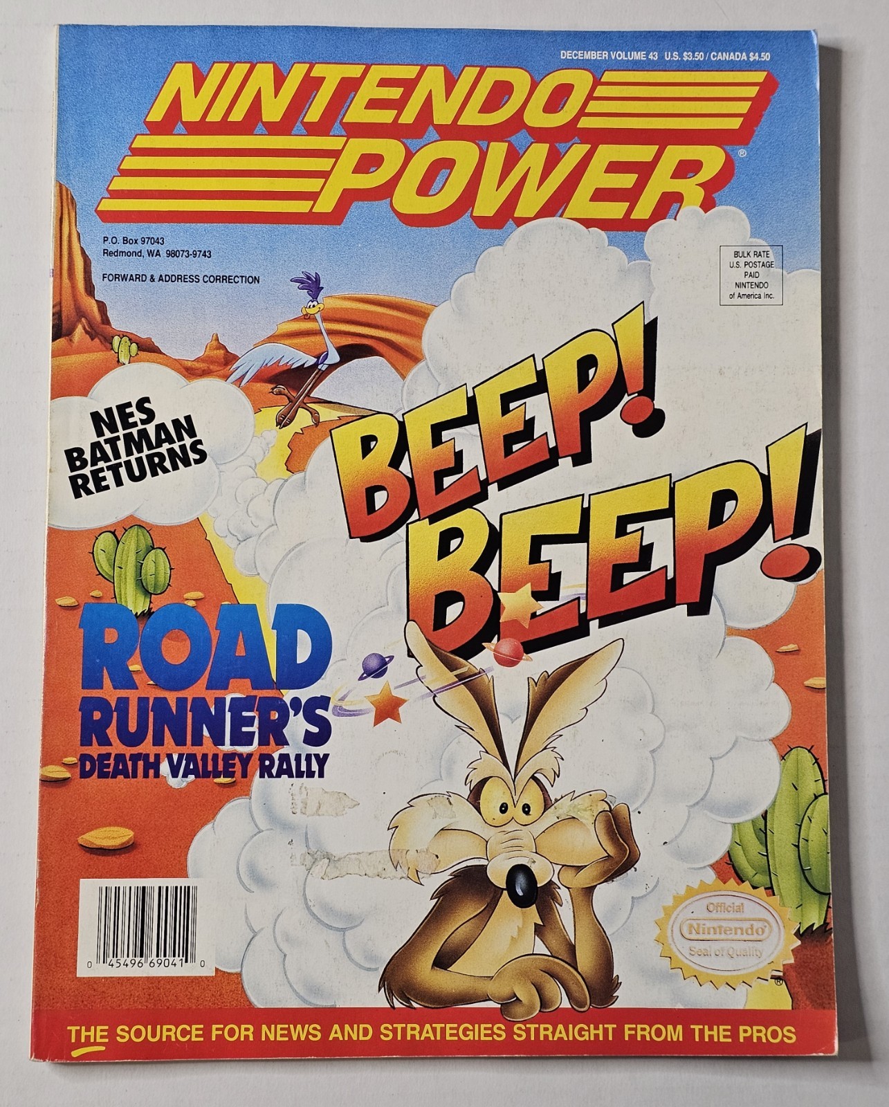 Nintendo Power Magazine w/ Poster December 1992 Volume Vol 43 Road Runner