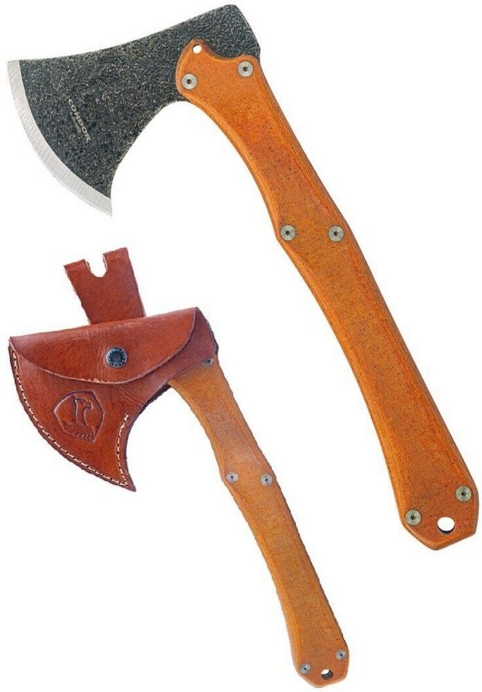Condor Mountain Pass Axe Natural Canvas Micarta Handle - CTK2836-4.25HC