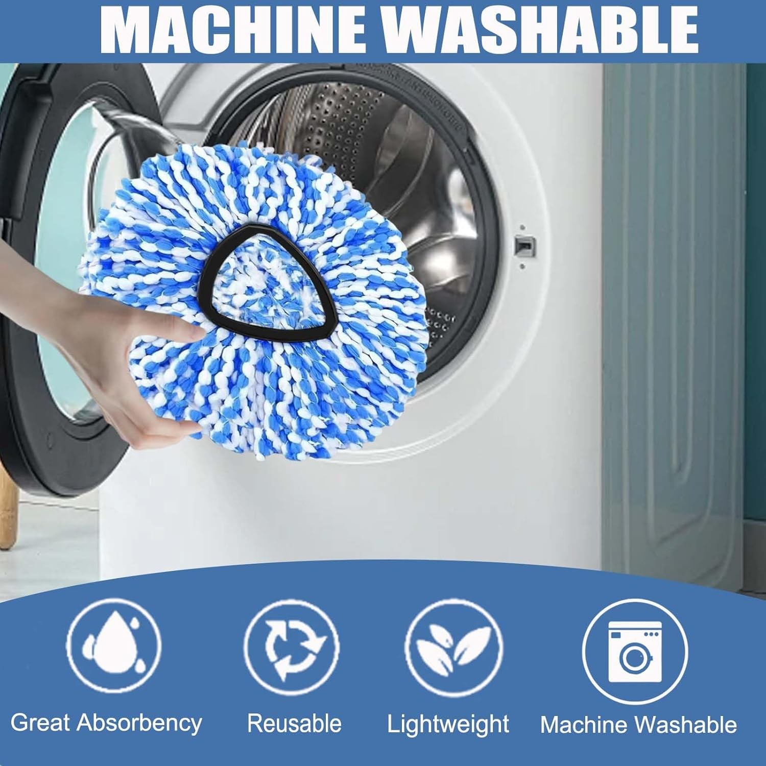 4-Pack Microfiber Mop Heads for 2-Tank Spin Mops and Refill Accessories
