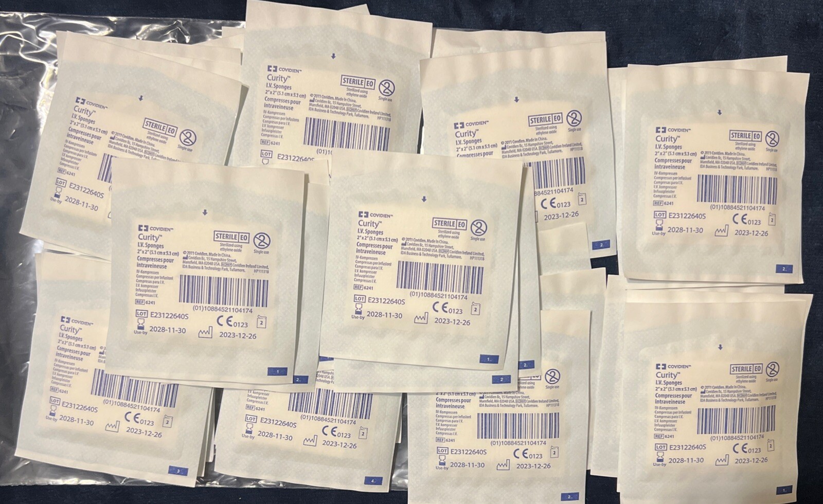 Coviden 2x2 I.V. Sponges Sterile for Gtubes/ Mickeys 30-count 0123 — Exp 2028