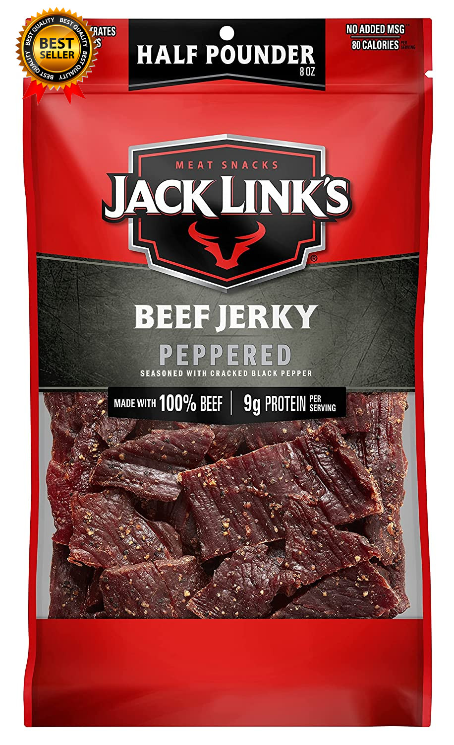 Beef Jerky Peppered Half Pounder Large Jerky Bag Flavorful Meat Snack Ready