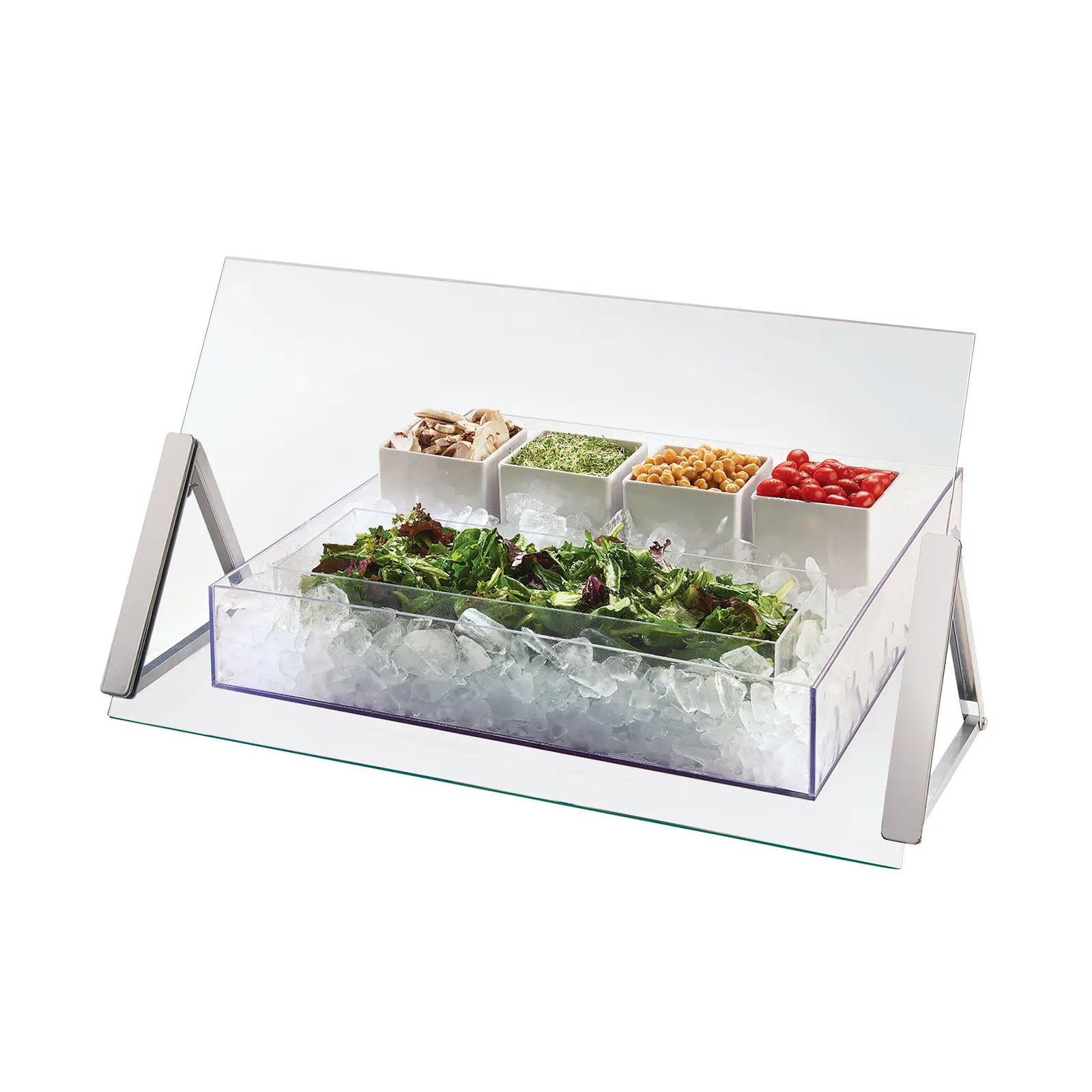 Cal-Mil 3478-3-39 30"x 9" x 18"H Clear Portable Sneezeguard w/ Silver Brackets