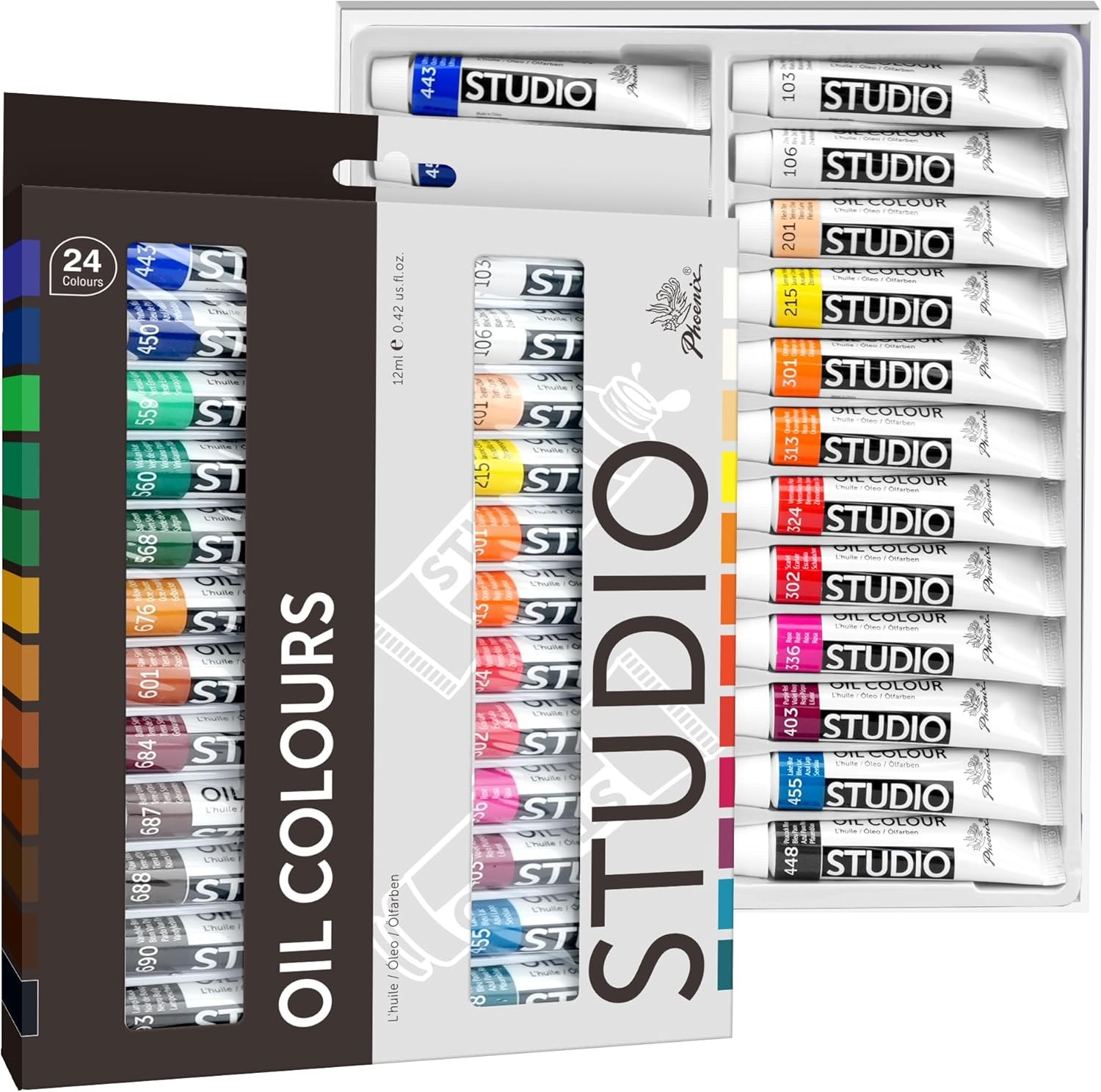 PHOENIX Oil Paint Set, 0.4 Fl Oz (Pack of 24), 24 Colors x fl oz