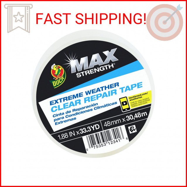 Duck Brand All Weather Indoor/Outdoor Repair Tape, Weatherproofing, Clear & UV R