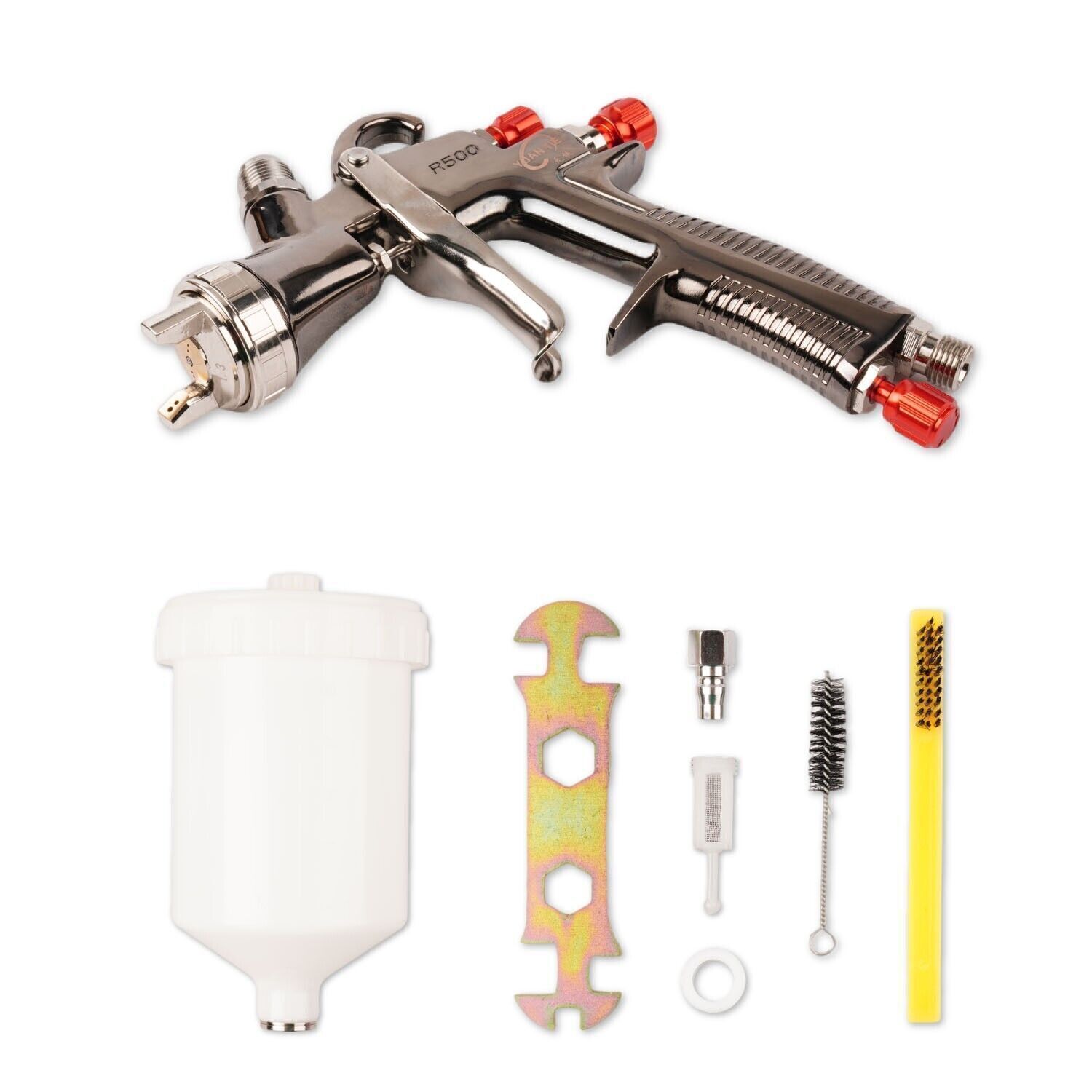 R500 LVLP Air Spray Gun Car Gravity Airbrush Painting Gun 600cc Cup 1.3mm Nozzle